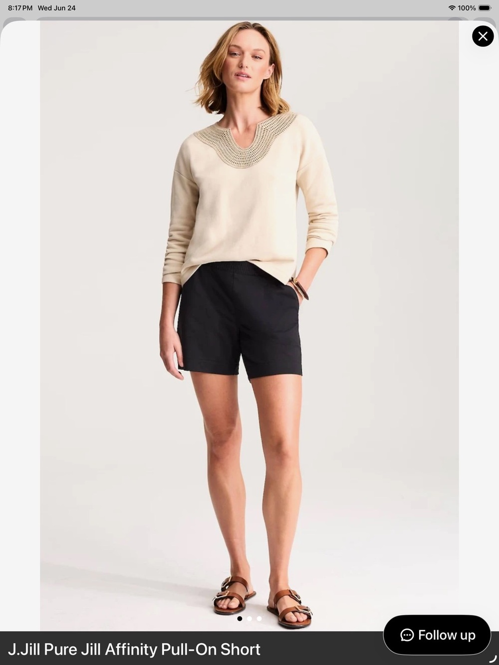 J.Jill Pure Jill Affinity Pull-On Shorts Black Pima Cotton Modal Knit Large NWT